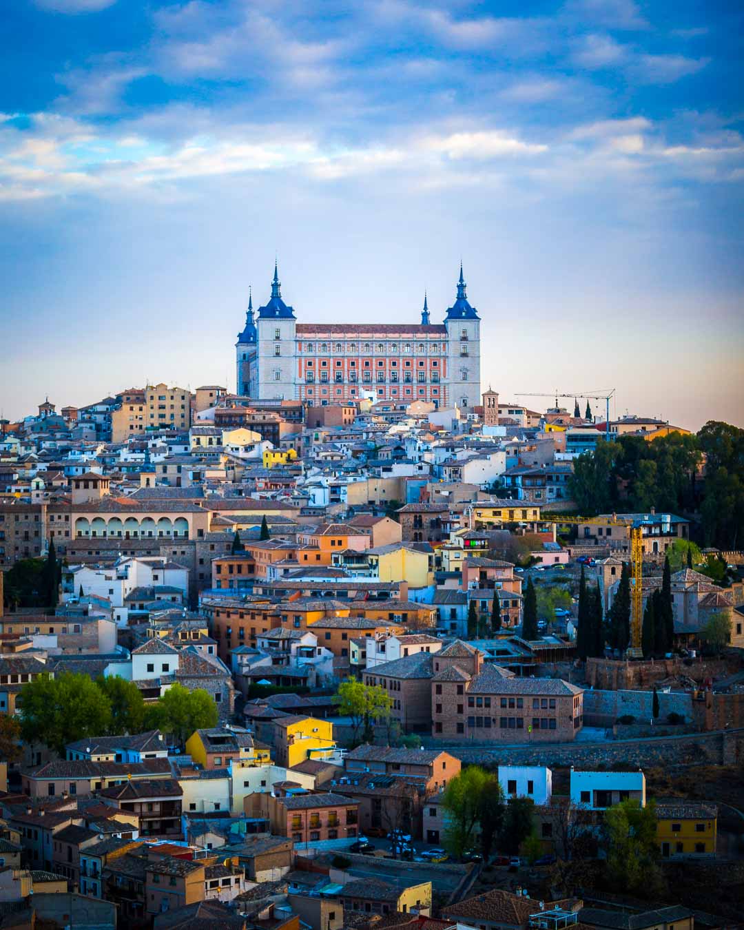 the toledo alcazar from mirador del valle toledo