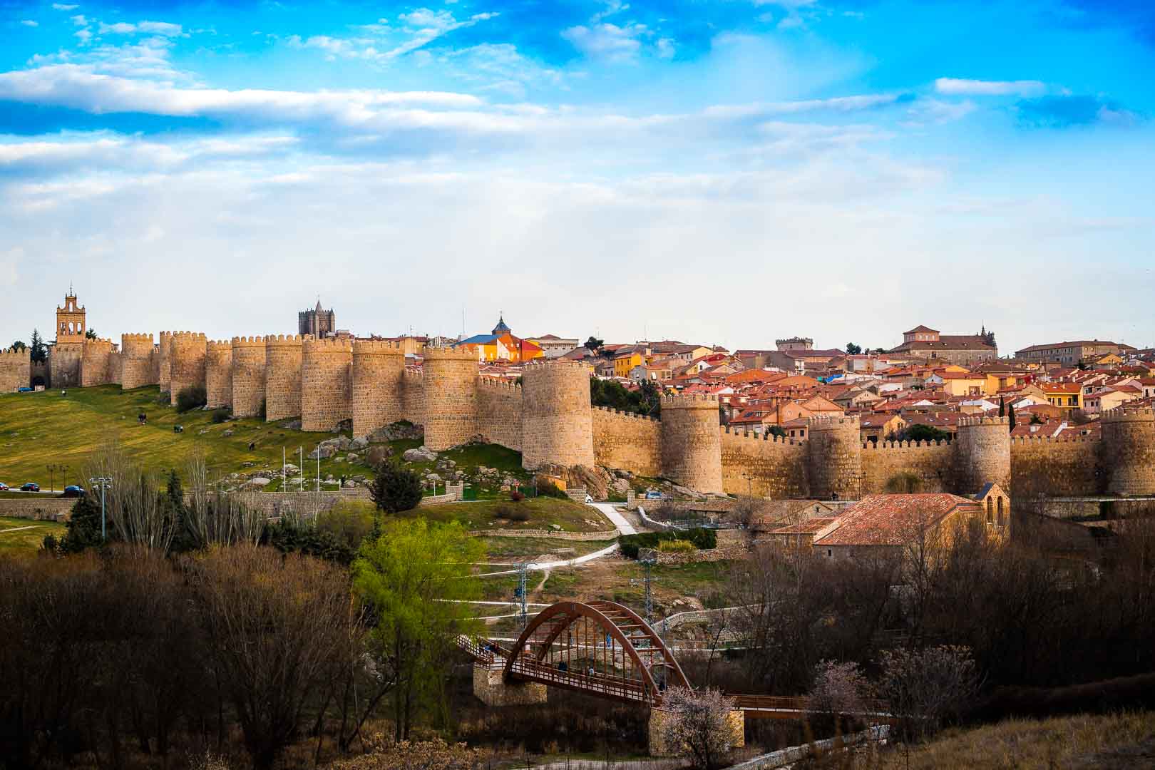 view of the avila walls from the mirador cuatro postes de avila