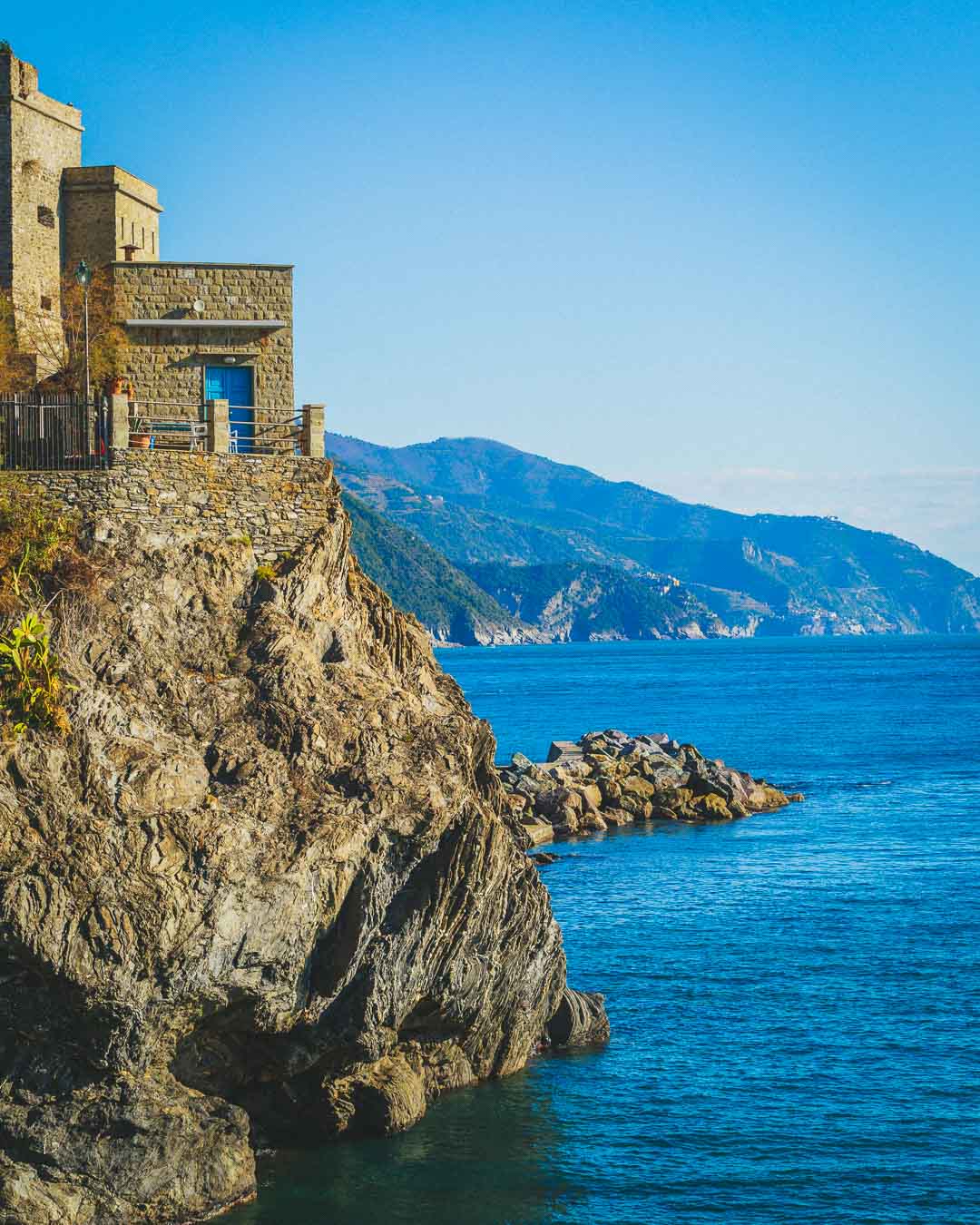 the view under torre aurora in monterosso