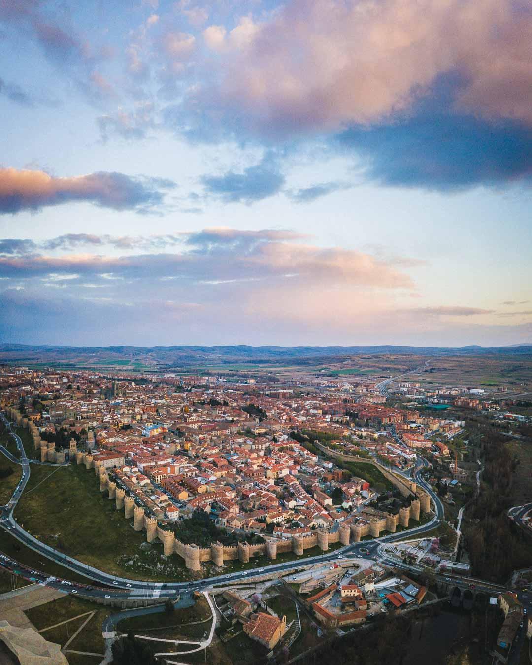 muralla de avila from the sky