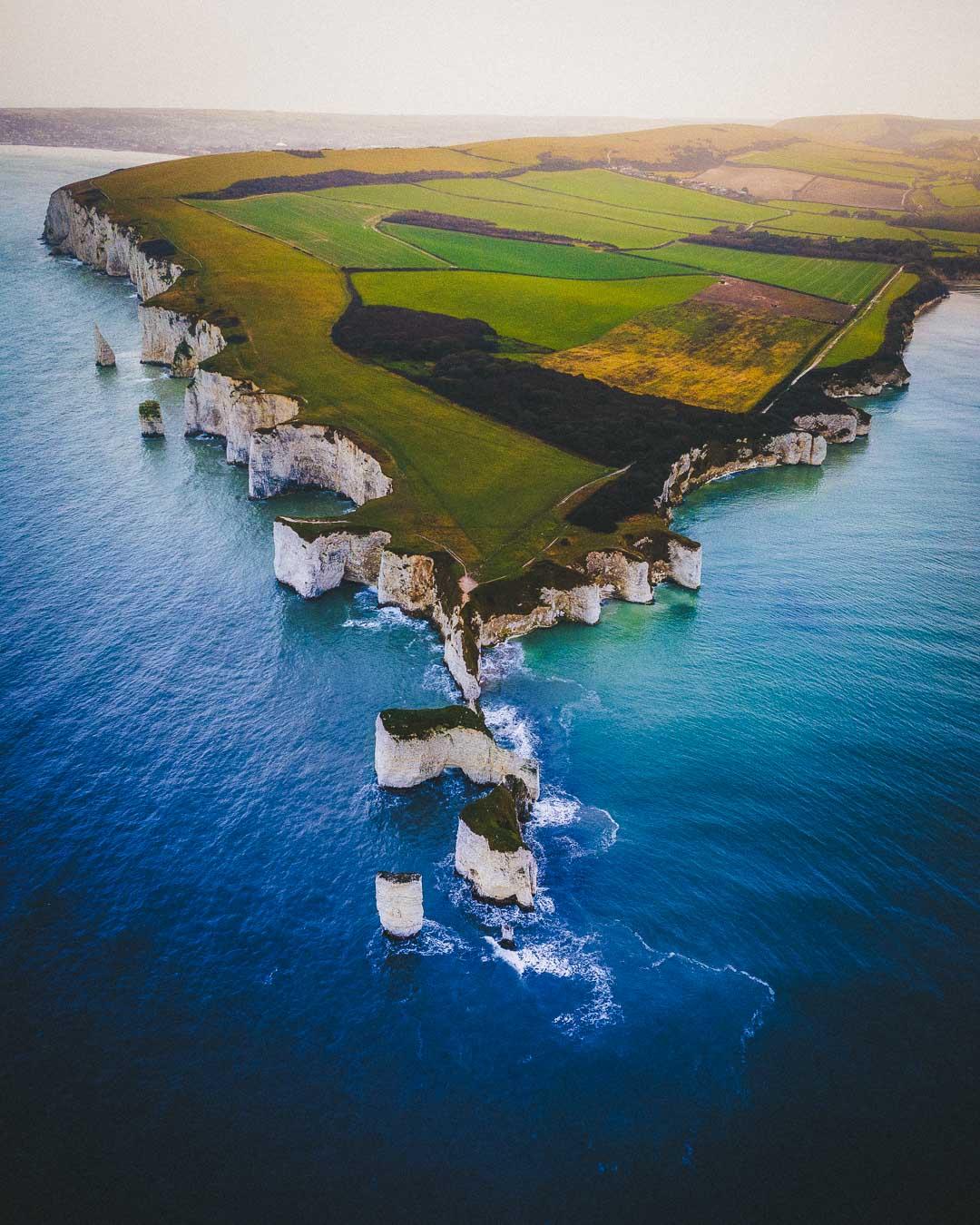 old harry rocks drone image