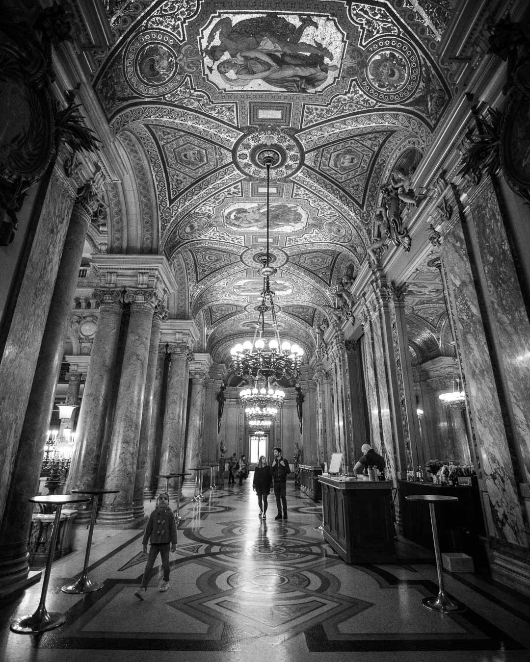 opera garnier in black and white