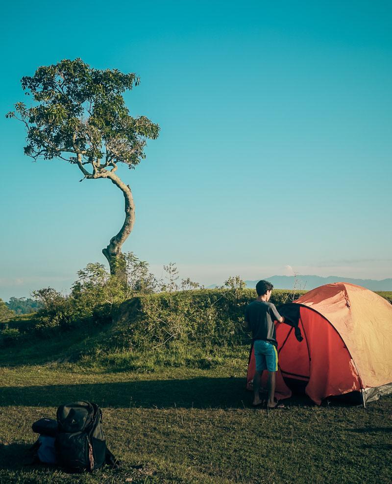 orange 4 man tent with porch