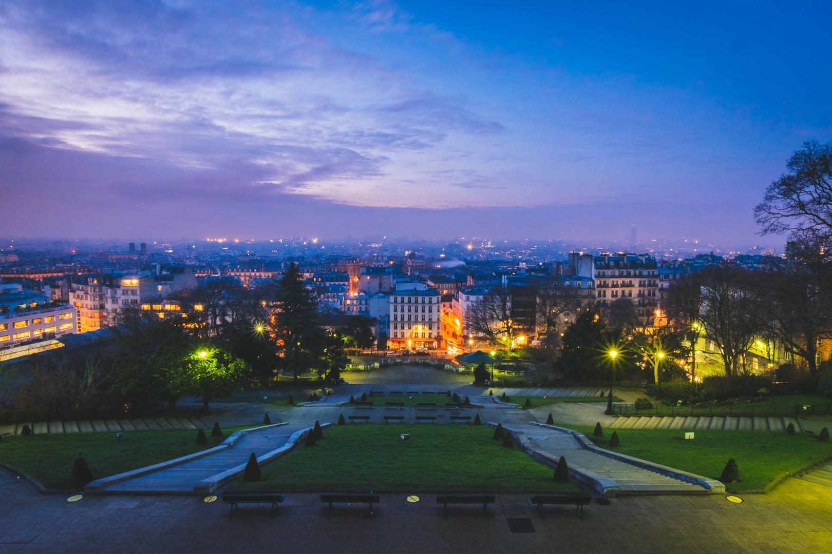 sunrise on the parvis du sacre coeur paris