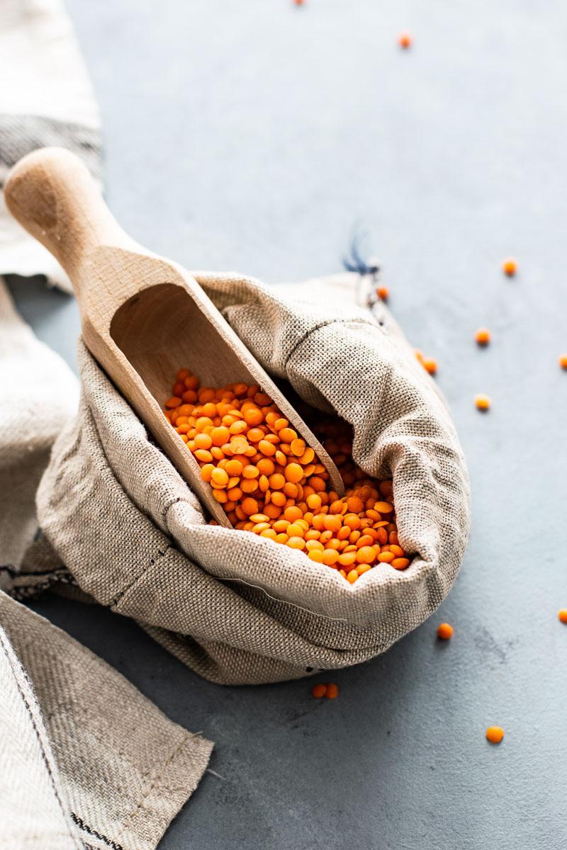 photo of orange lentils in a bag