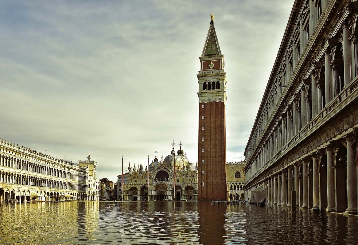 piazza san marco during a flood in venice