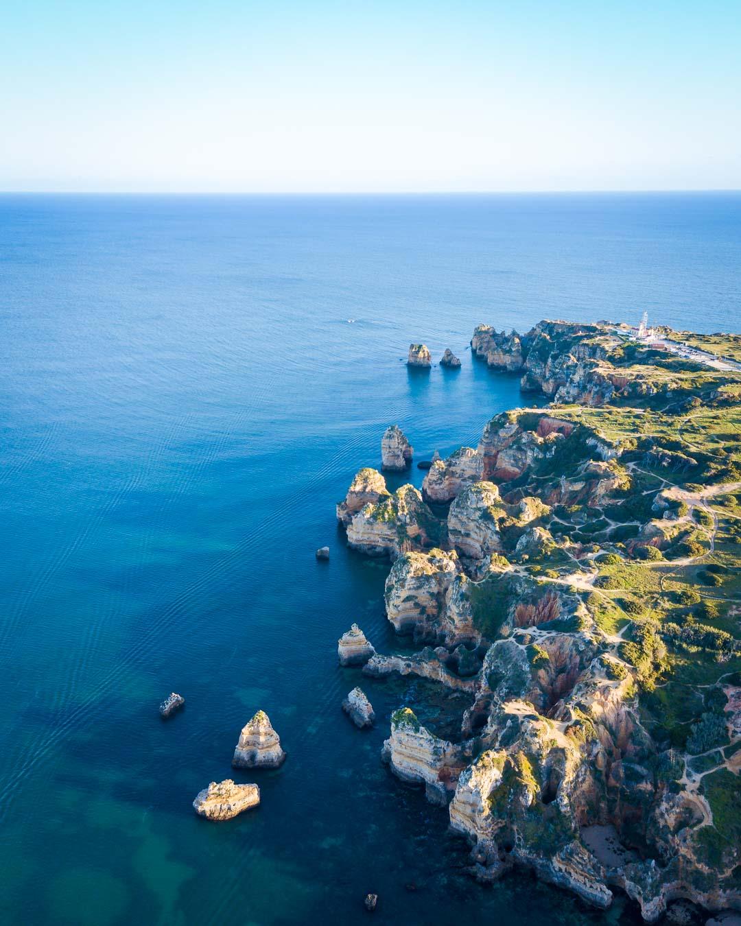 the cliffs of ponta da piedade from above