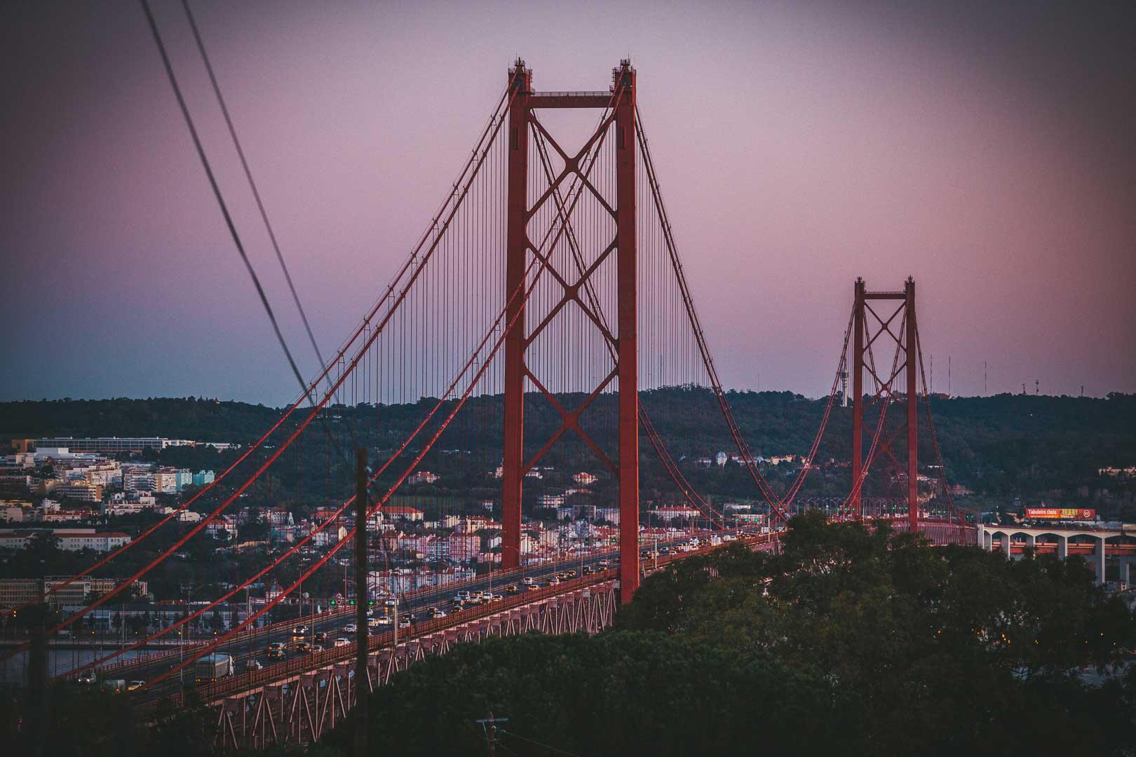 sunrise over the ponte 25 de abril