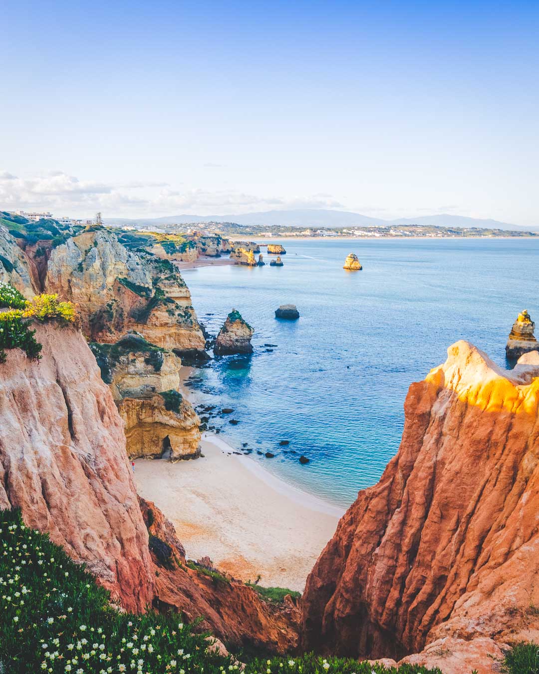 praia do camilo from the cliffs above