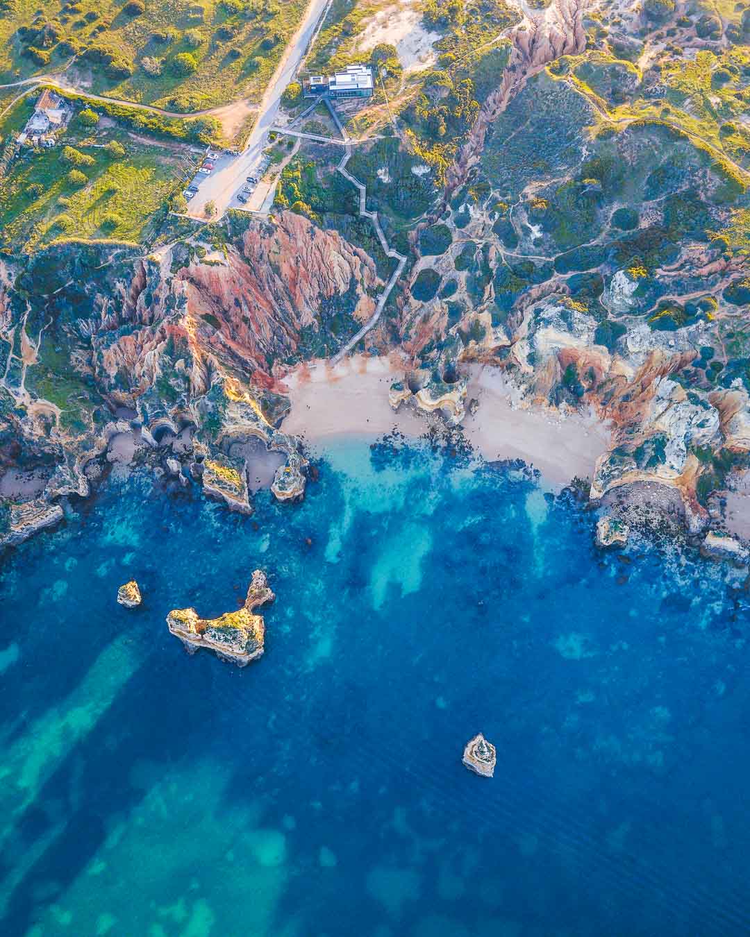 aerial view of praia do camilo algarve portugal