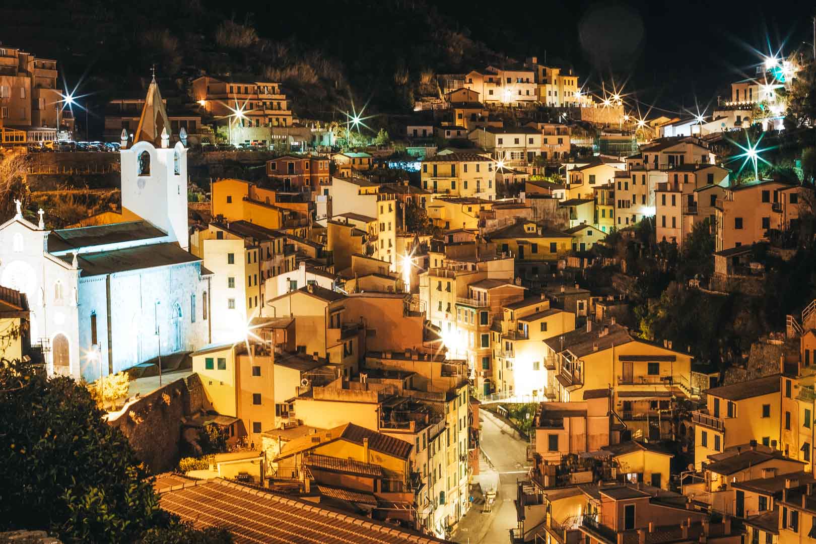 the streets of riomaggiore cinque terre at night