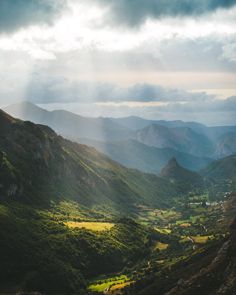 sun rays in somiedo asturias spain