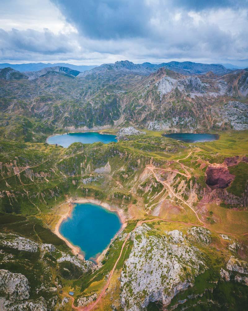 the 3 lagos de somiedo from above