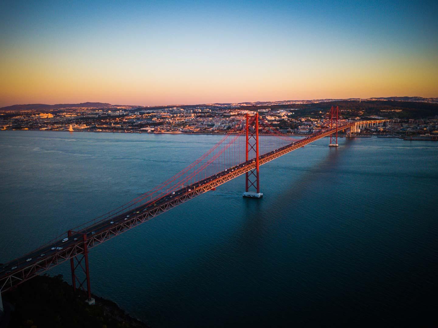 the 25 de abril bridge over the targus river