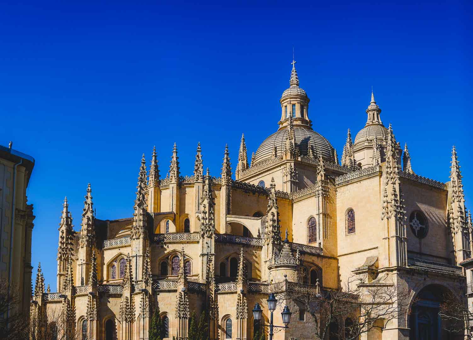 detail of the facade of the catedral de segovia spain