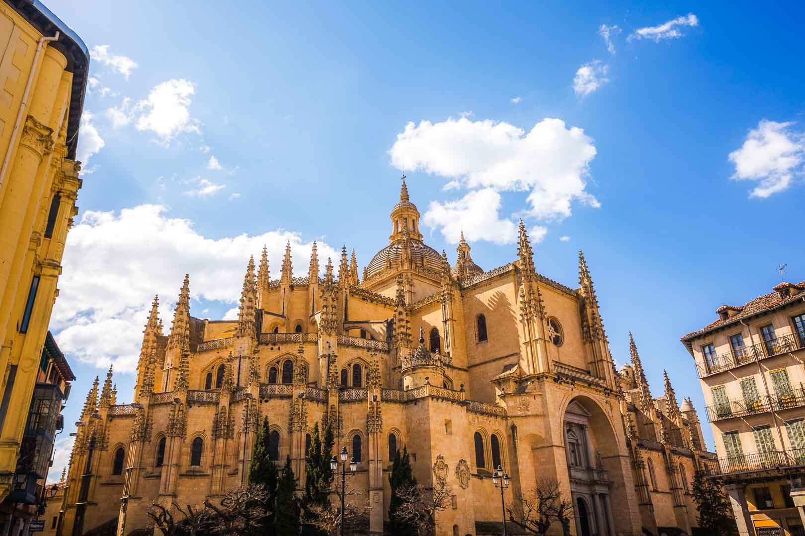 segovia cathedral from the plaza mayor