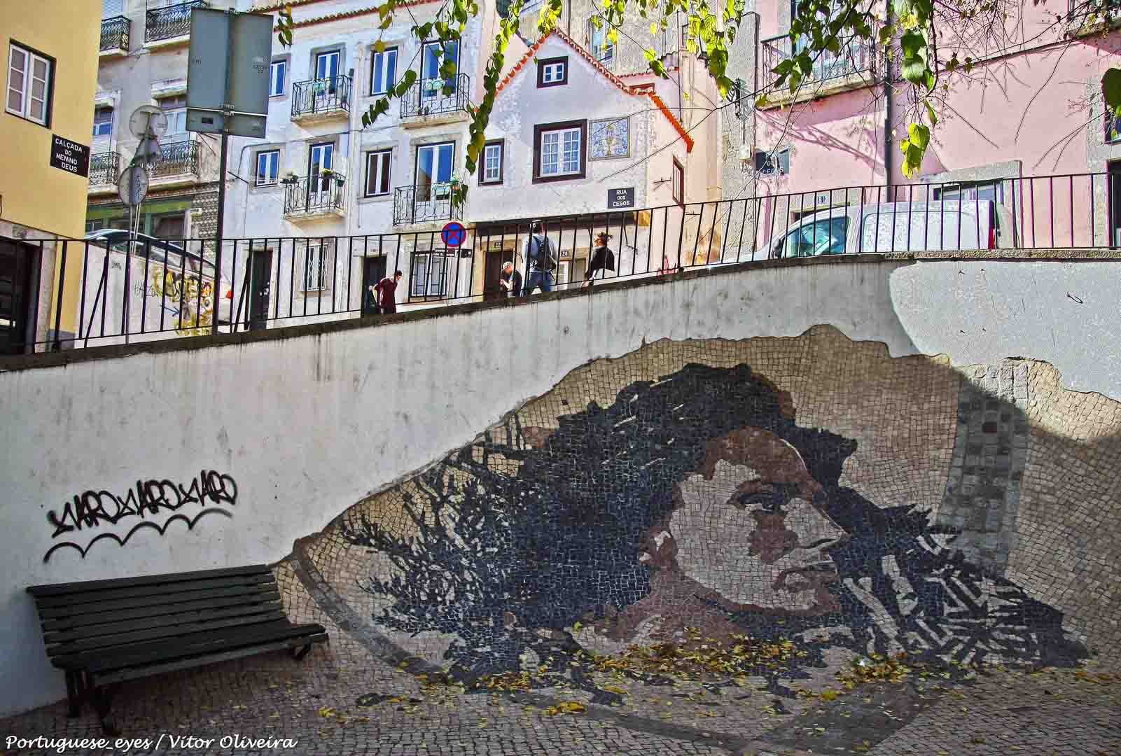 street art amalia rodrigues by vhils lisbon