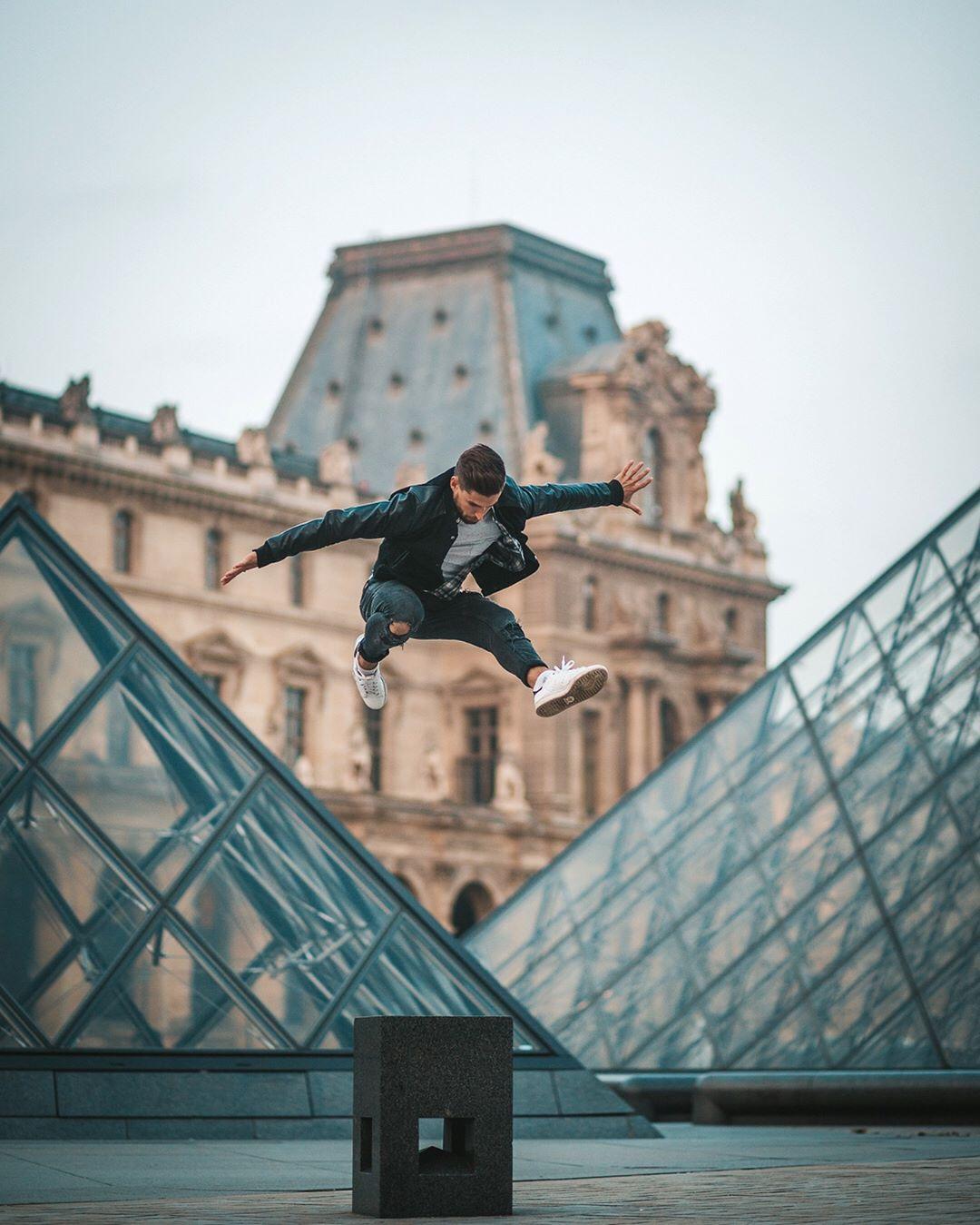 sunrise jump at the louvre