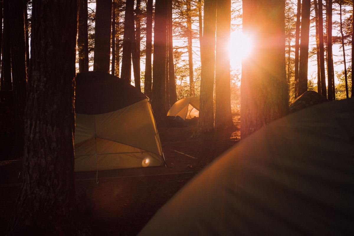 sunrise over some 6 person air tents