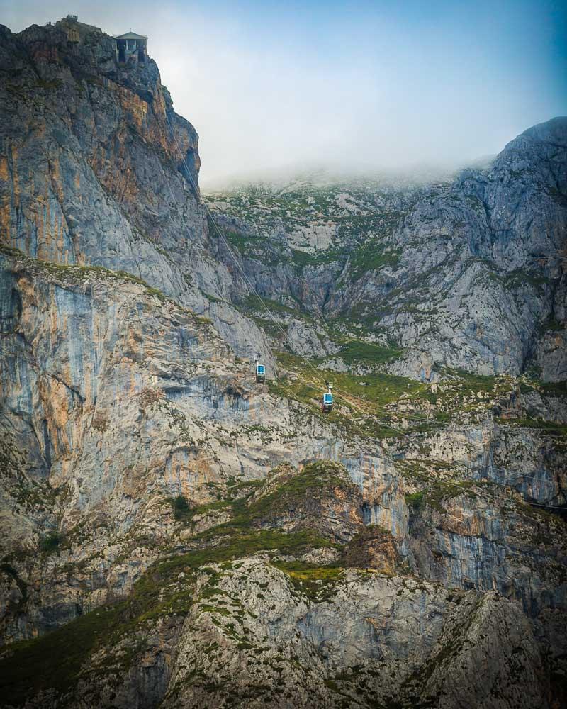 top of the cable car in the mountains