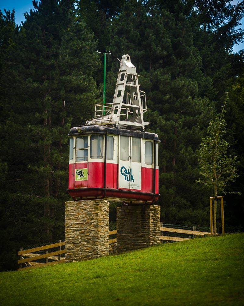 old cable car in front of the entrance