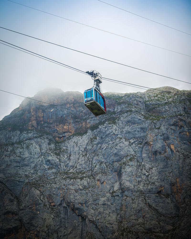 the cable car in the fog