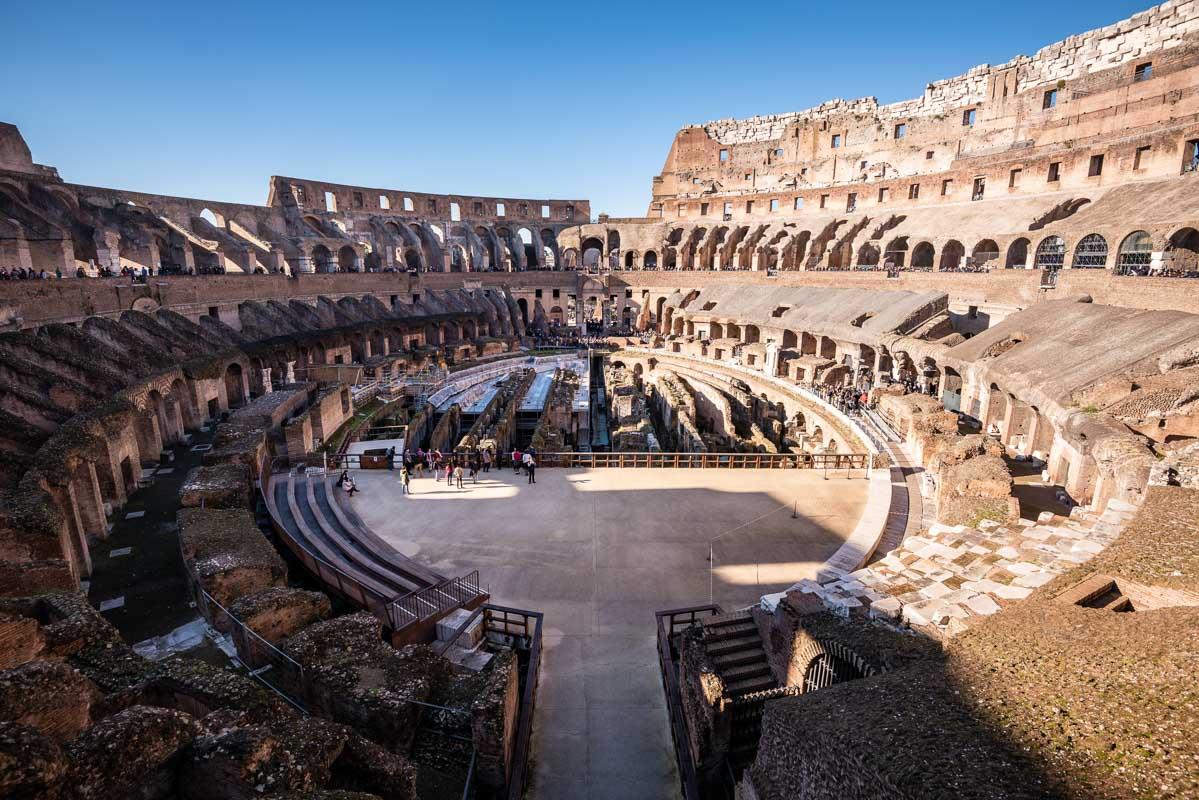the inside of the colosseum roman amphitheater in rome