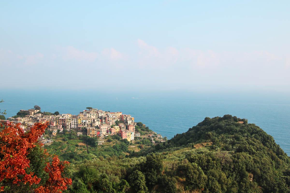 the village of corniglia cinque terre as seen from the distance