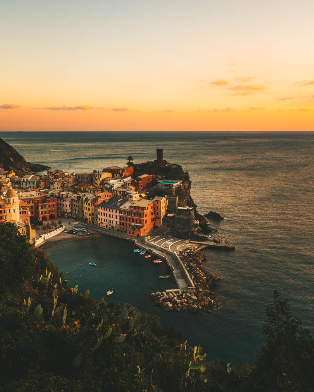 golden light over vernazza