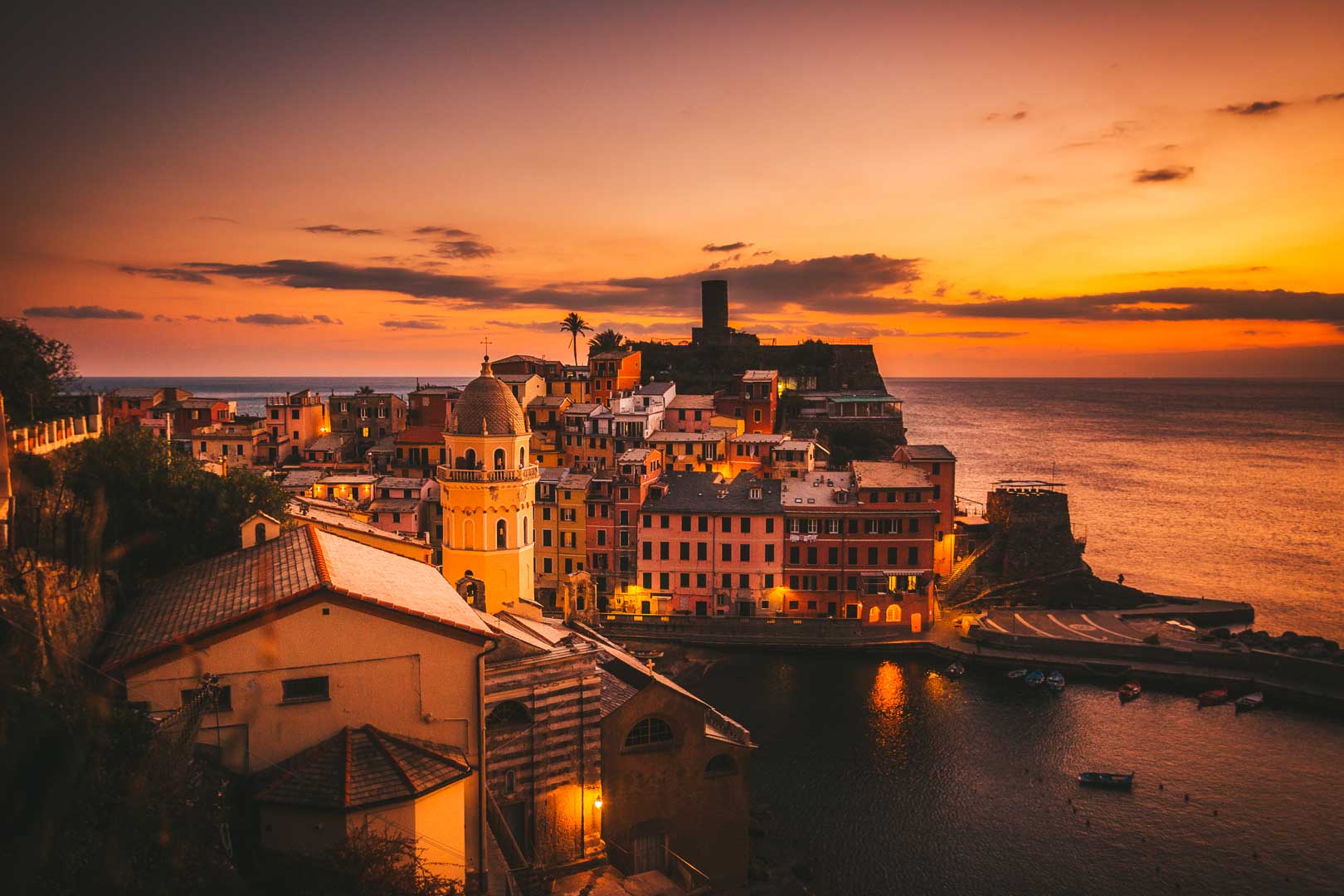 sunset in vernazza cinque terre italy