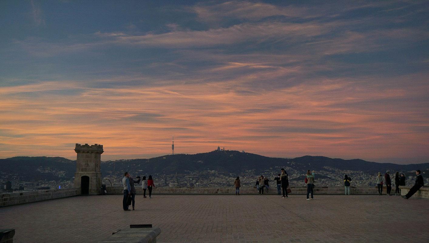 view from the montjuic castle in barcelona spain