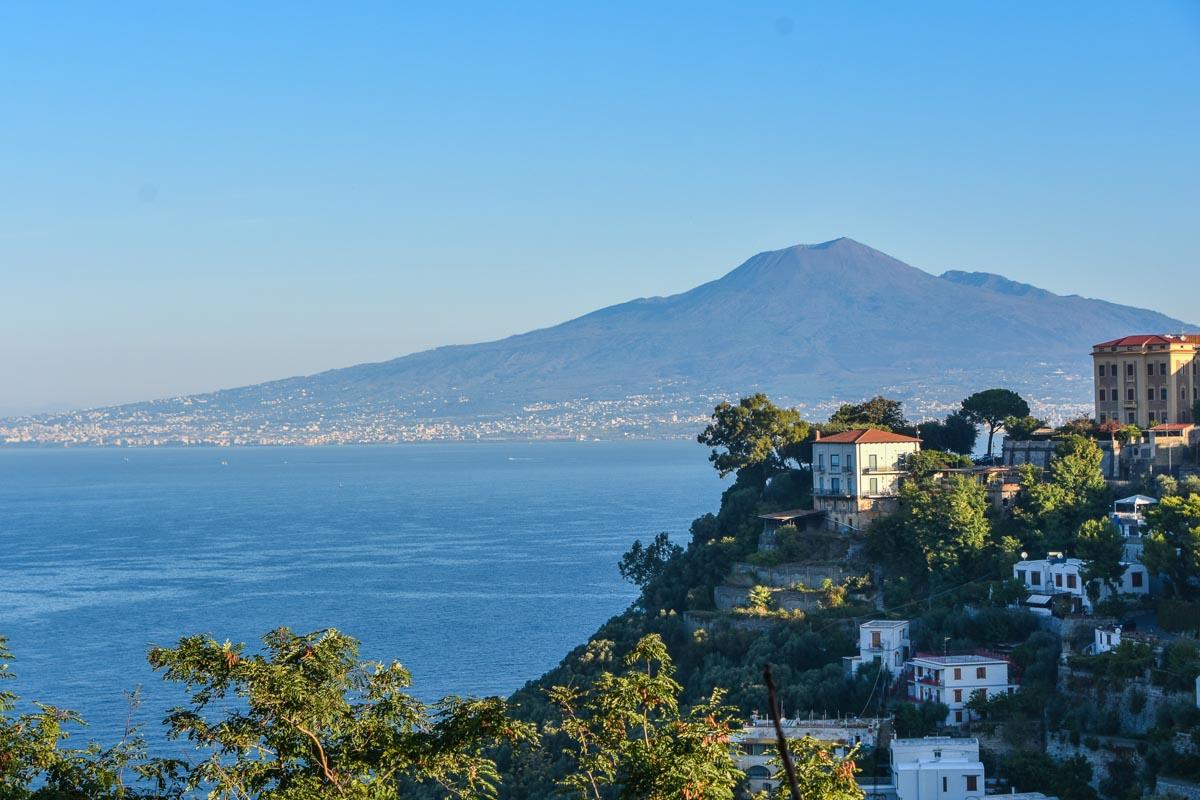 view of the mount vesuvius from naples metropolitan area