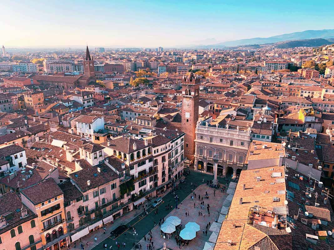 view of the piazza delle erbe in verona italy