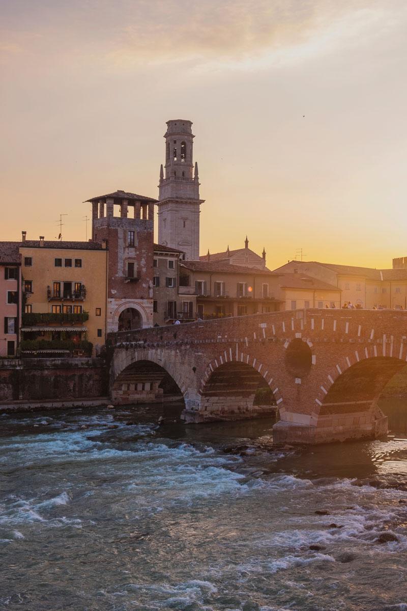 view of the puente pietra at sunrise