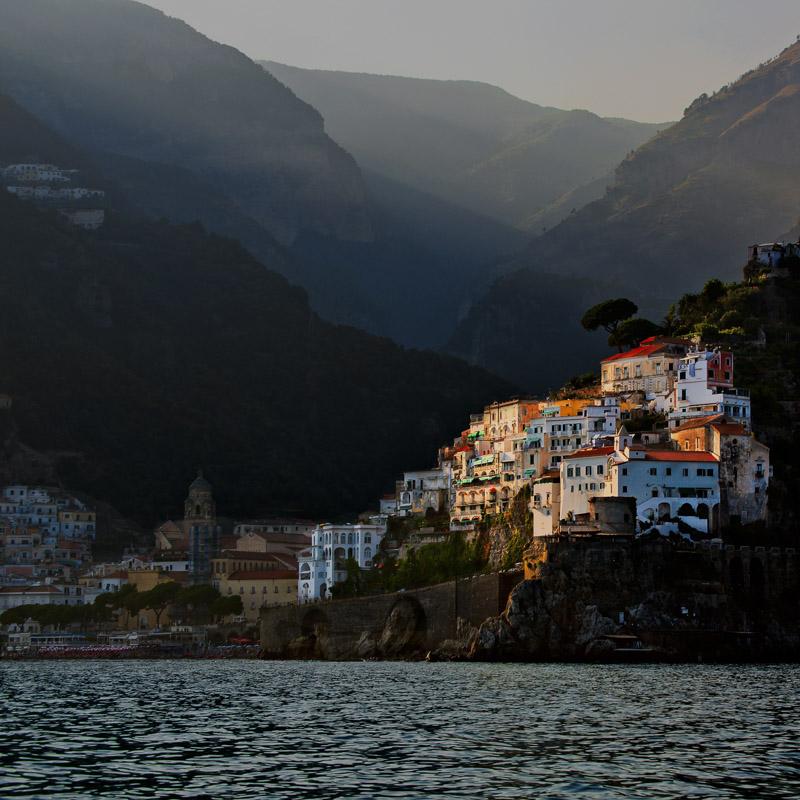 village of the amalfi coast in the light
