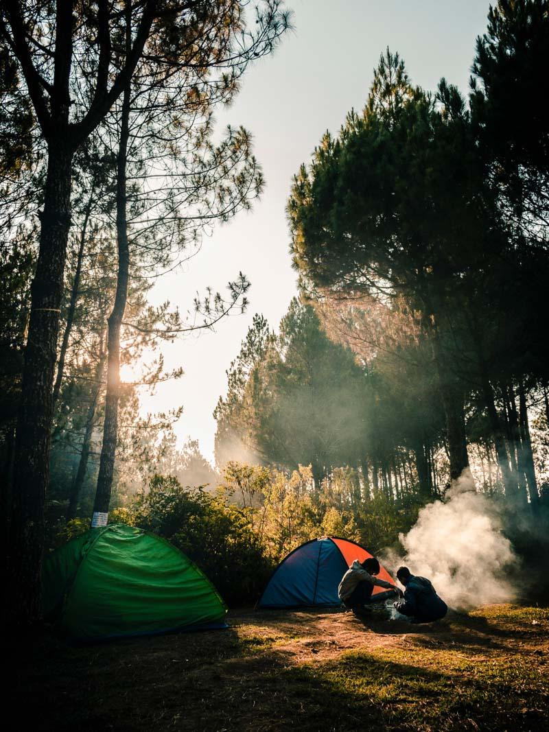 waking up from a night spend in the best 6 person tent waterproof