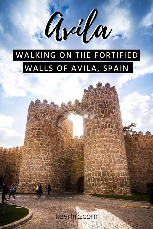 walking on the fortified walls of avila spain