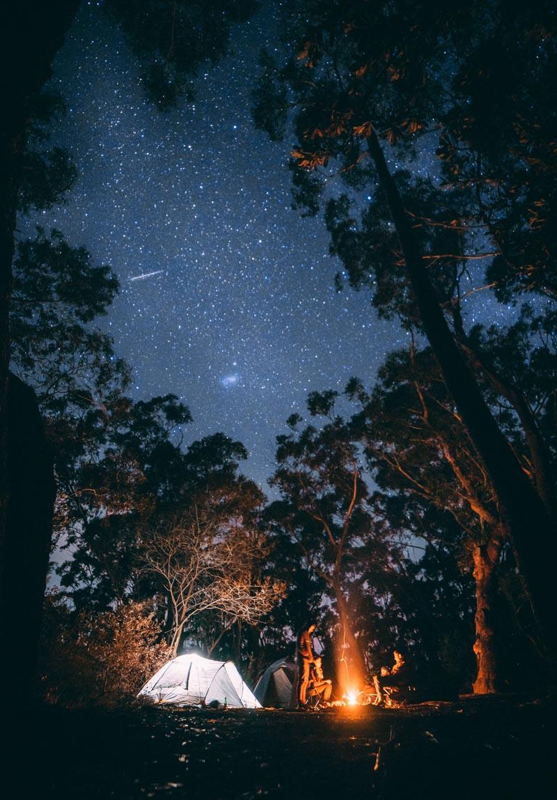 watching the stars next to the 6 man inflatable tent