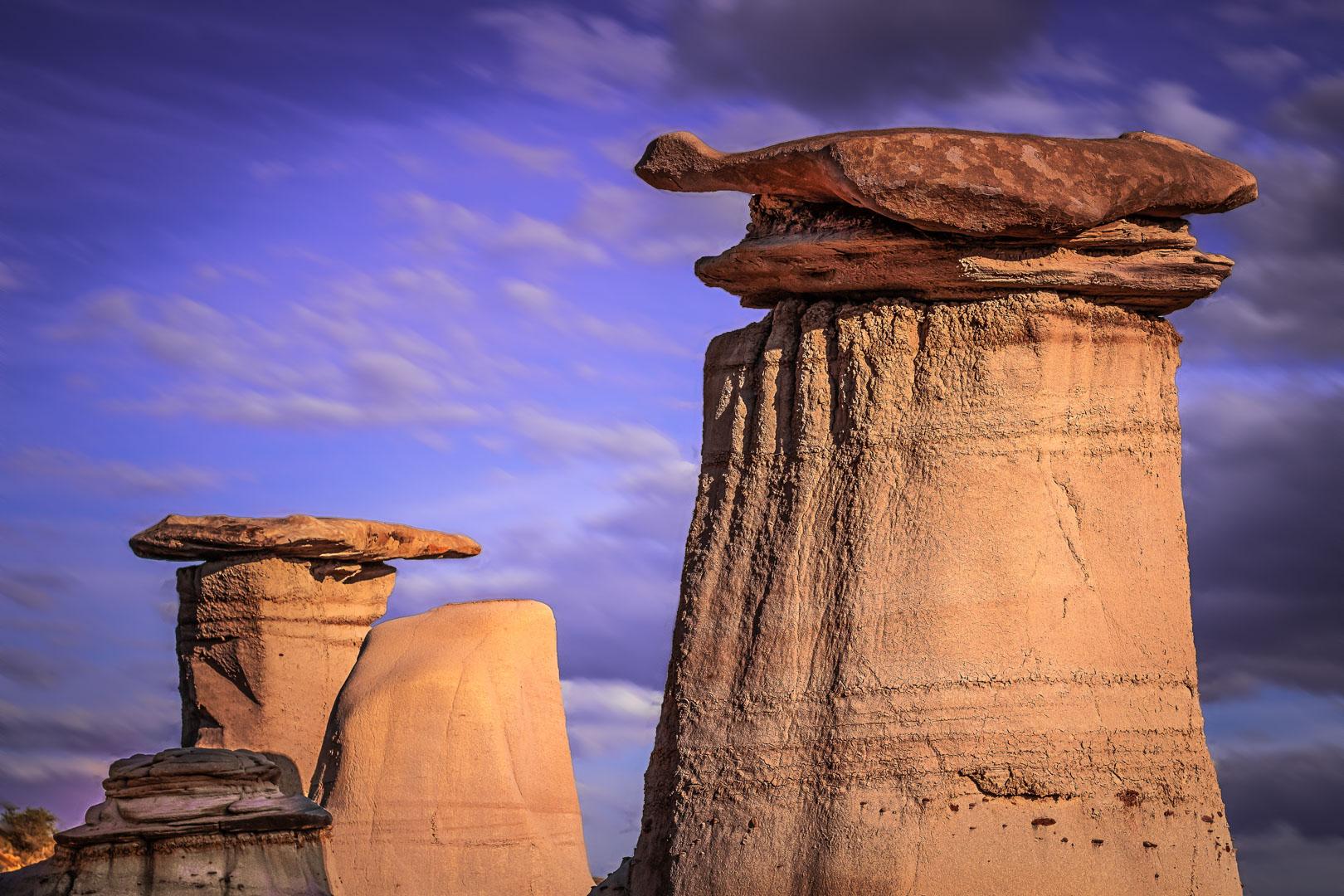 close up of the hoodoos in the canadian badlands