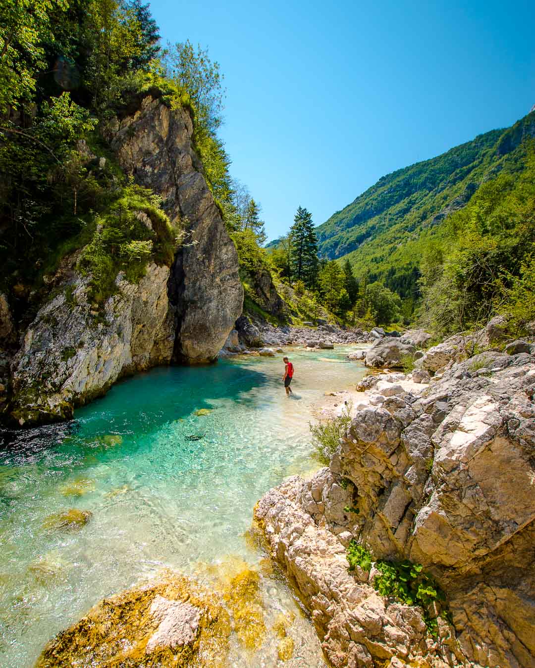 Crystal clear water of the Soca river