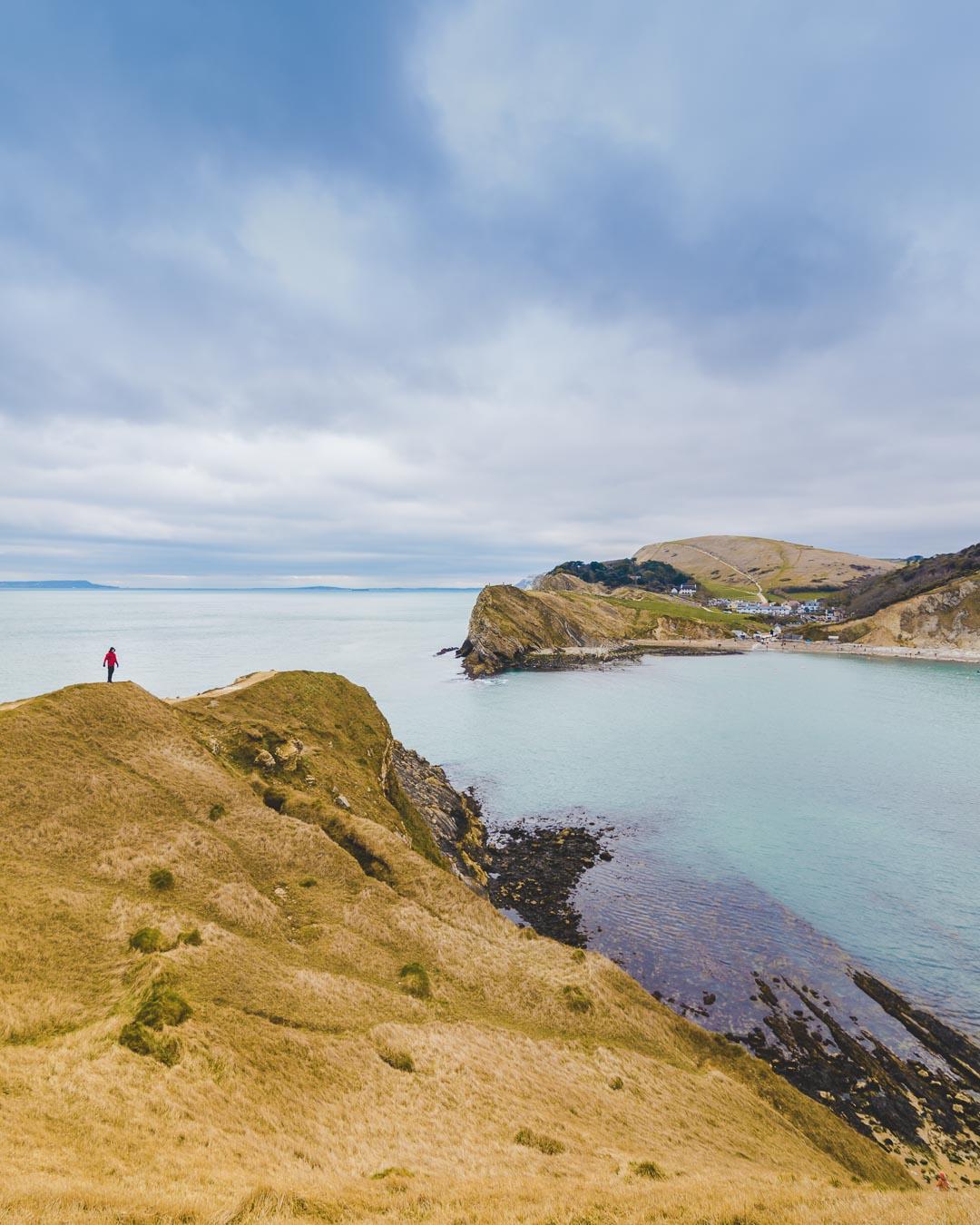 on top of the left cliffs in lulworth cove