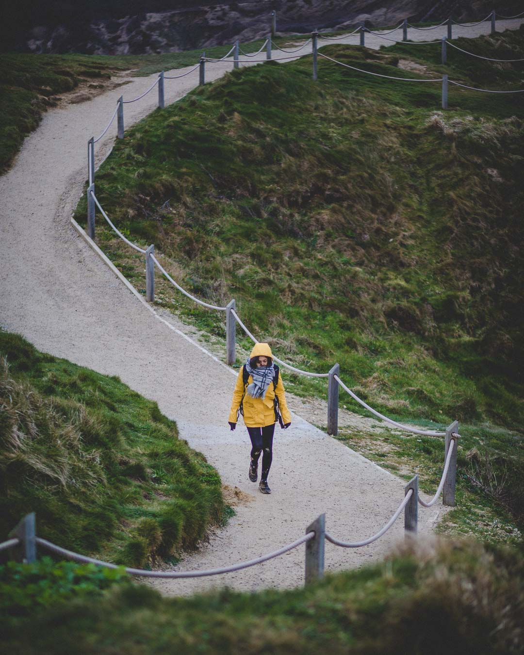 walking down from the top of lulworth cove