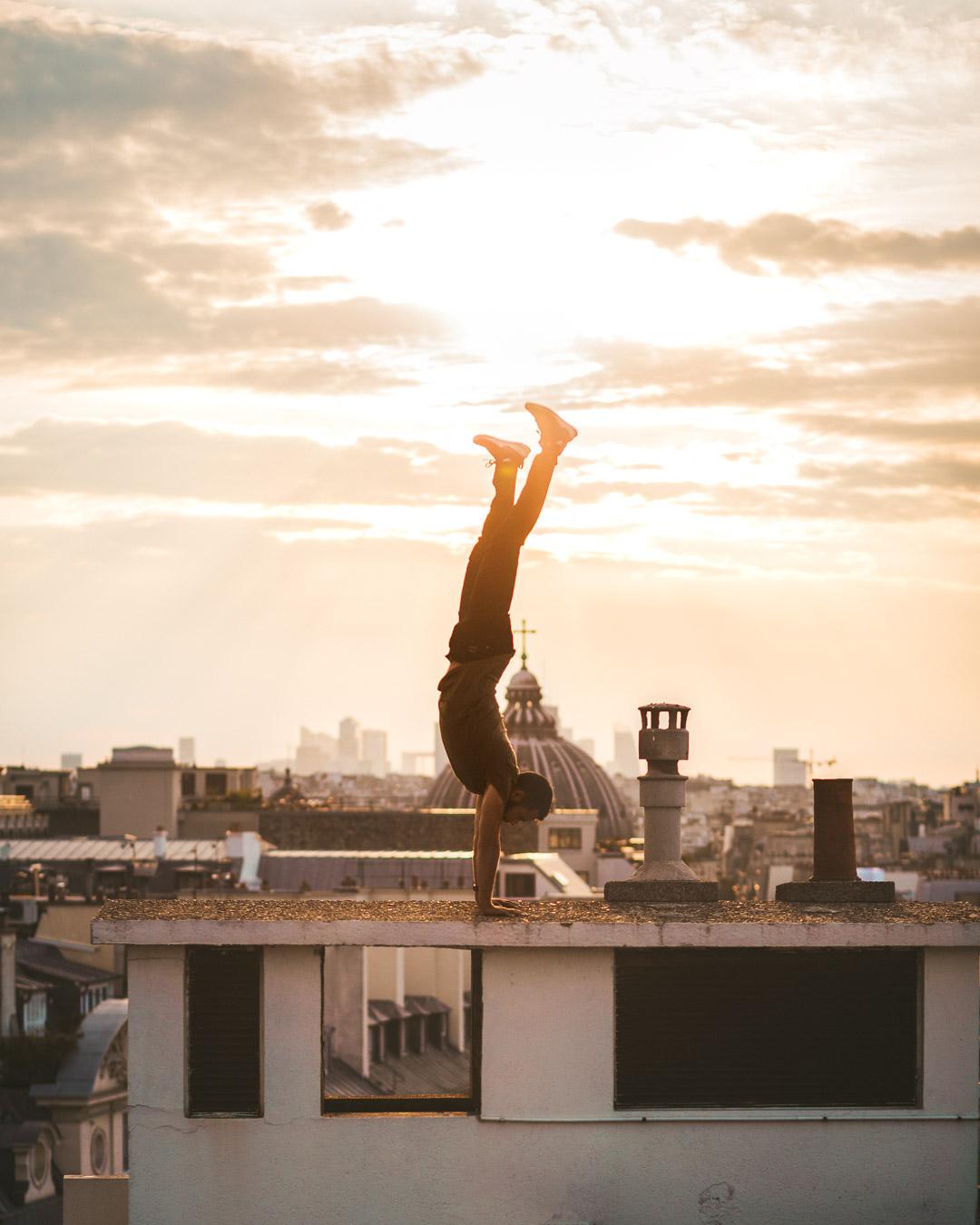 robin handstand on the place vendome roof