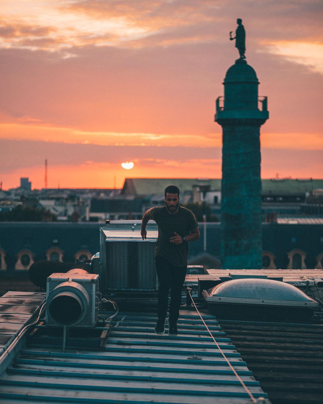 running at sunset in place vendome