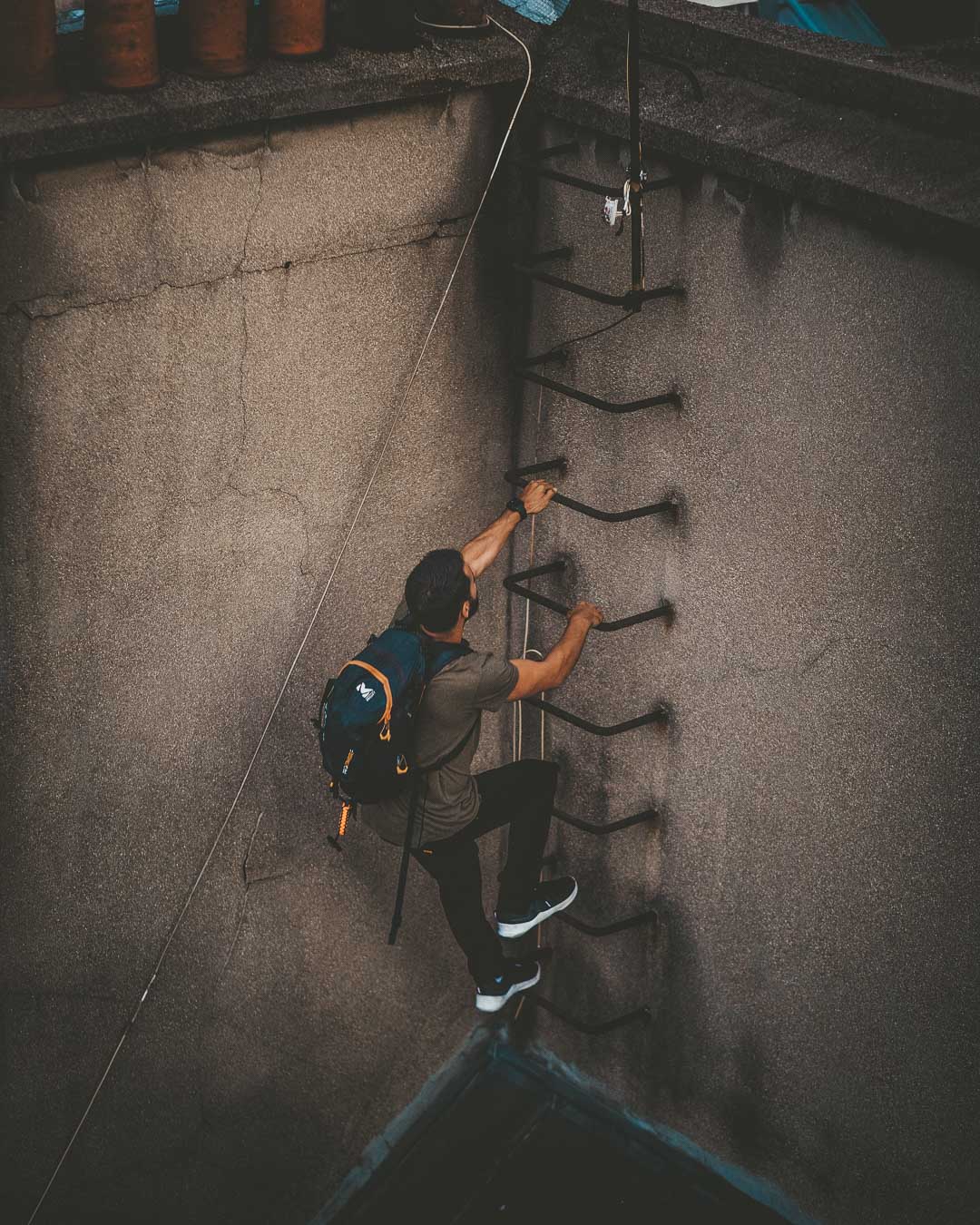 climbing to the next roof