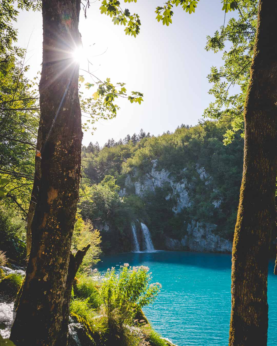 framed waterfall in plitvice lakes national park