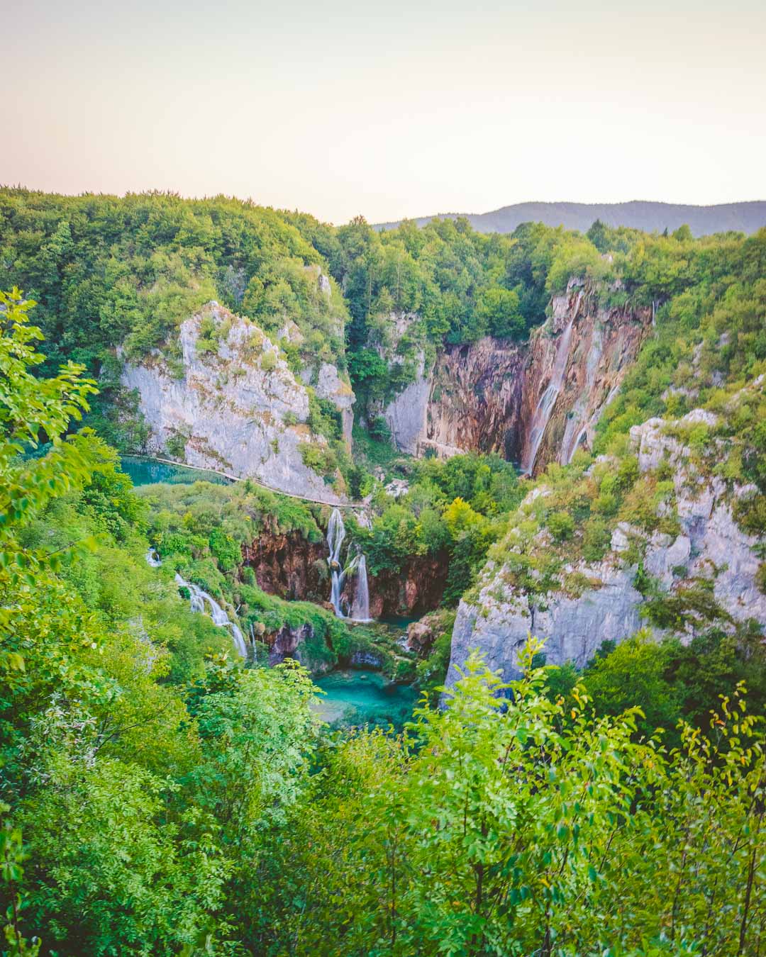 another angle of plitvice lakes from the top