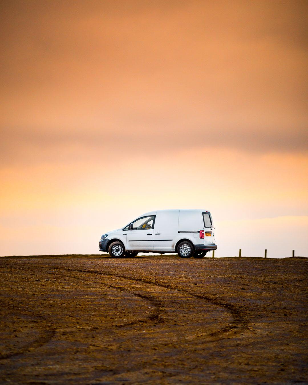 sunset over the car in worbarrow