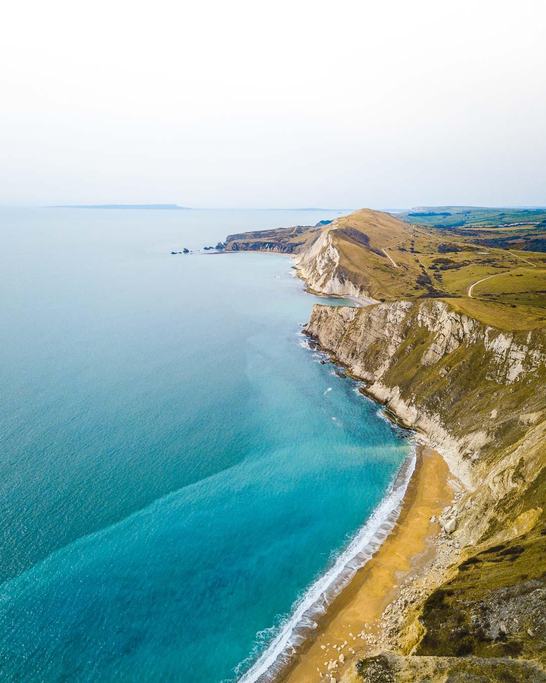 view from the airs in worbarrow bay