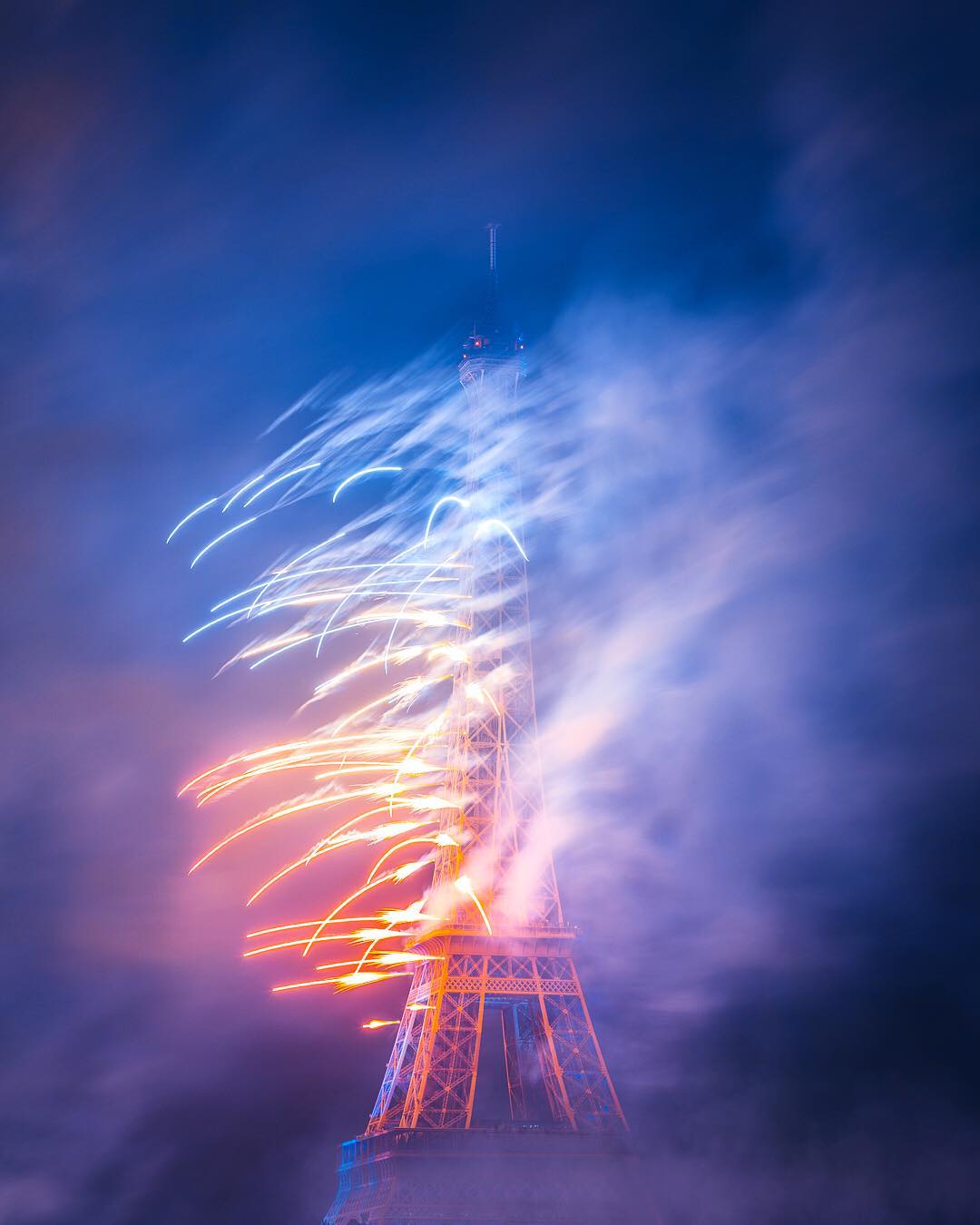 new year firework paris in winter